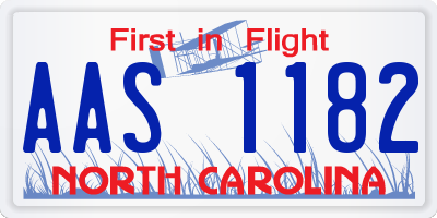NC license plate AAS1182