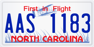 NC license plate AAS1183