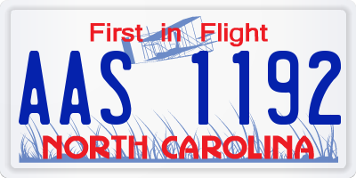 NC license plate AAS1192