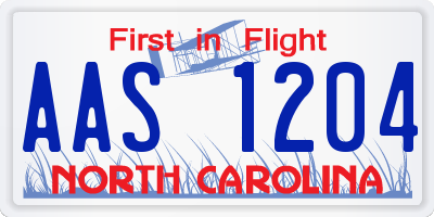 NC license plate AAS1204