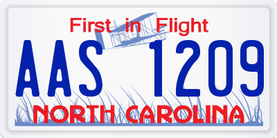 NC license plate AAS1209