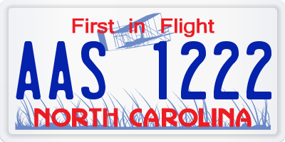 NC license plate AAS1222