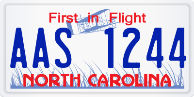 NC license plate AAS1244