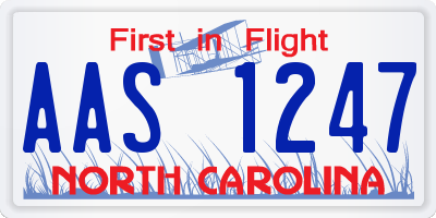 NC license plate AAS1247