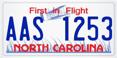 NC license plate AAS1253