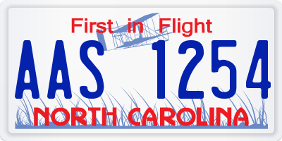 NC license plate AAS1254