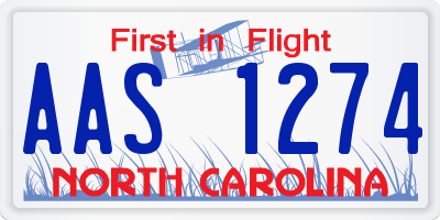 NC license plate AAS1274