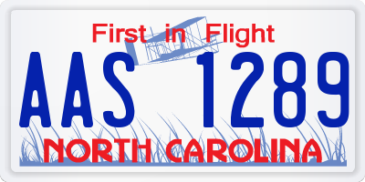 NC license plate AAS1289