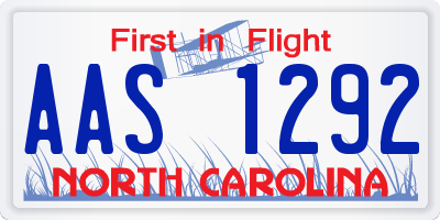 NC license plate AAS1292