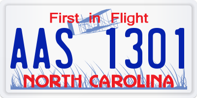 NC license plate AAS1301