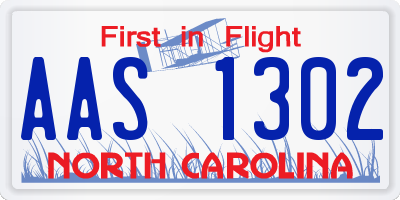 NC license plate AAS1302