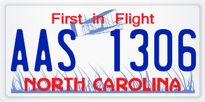 NC license plate AAS1306