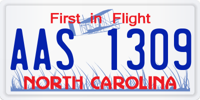 NC license plate AAS1309