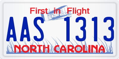 NC license plate AAS1313