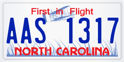 NC license plate AAS1317