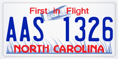 NC license plate AAS1326