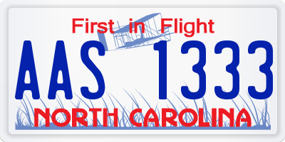 NC license plate AAS1333