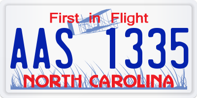 NC license plate AAS1335