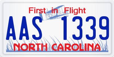 NC license plate AAS1339
