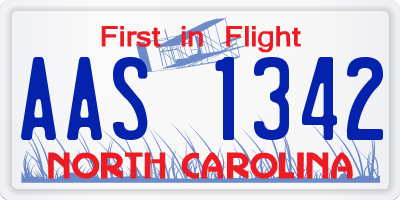 NC license plate AAS1342