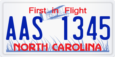 NC license plate AAS1345