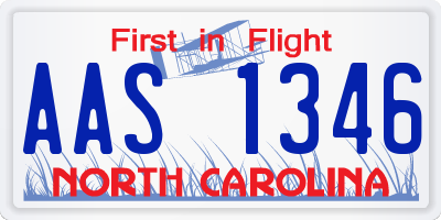 NC license plate AAS1346