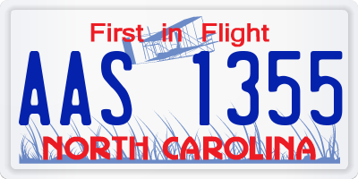 NC license plate AAS1355