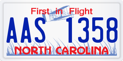 NC license plate AAS1358