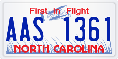 NC license plate AAS1361
