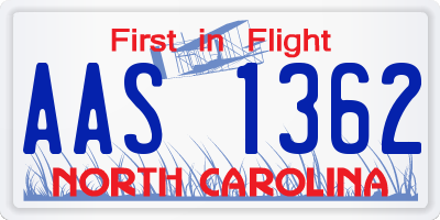 NC license plate AAS1362