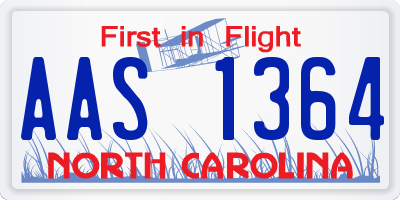 NC license plate AAS1364
