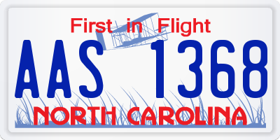 NC license plate AAS1368