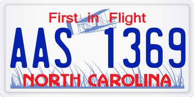 NC license plate AAS1369