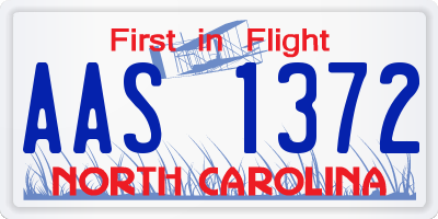 NC license plate AAS1372