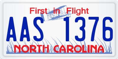 NC license plate AAS1376