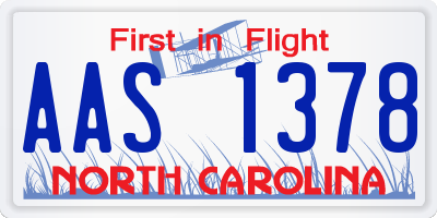 NC license plate AAS1378