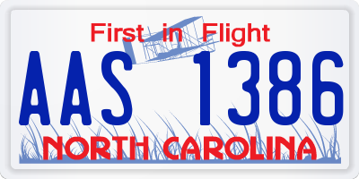 NC license plate AAS1386