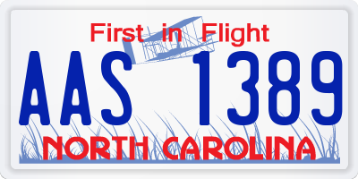 NC license plate AAS1389