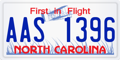 NC license plate AAS1396