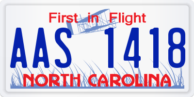 NC license plate AAS1418