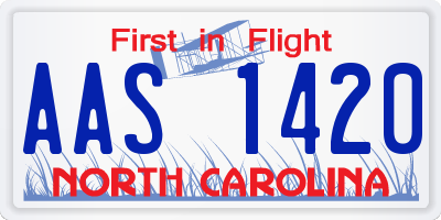 NC license plate AAS1420