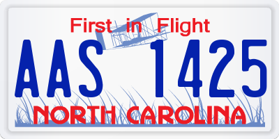 NC license plate AAS1425