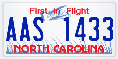 NC license plate AAS1433