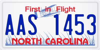 NC license plate AAS1453