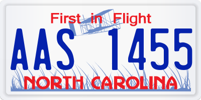 NC license plate AAS1455