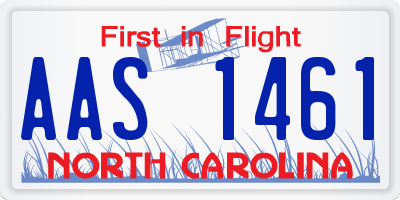 NC license plate AAS1461