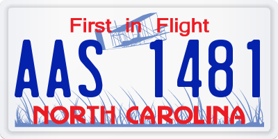 NC license plate AAS1481