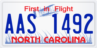 NC license plate AAS1492