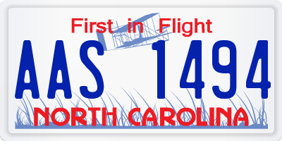 NC license plate AAS1494