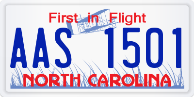 NC license plate AAS1501